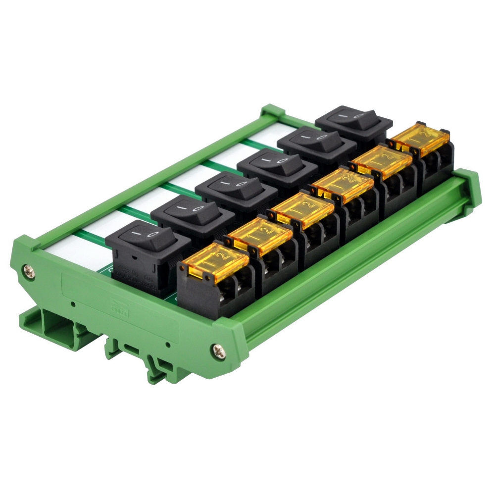 DIN Rail Mount 6 Channel Rocker Switch Module, 10Amp 250VAC / 50VDC