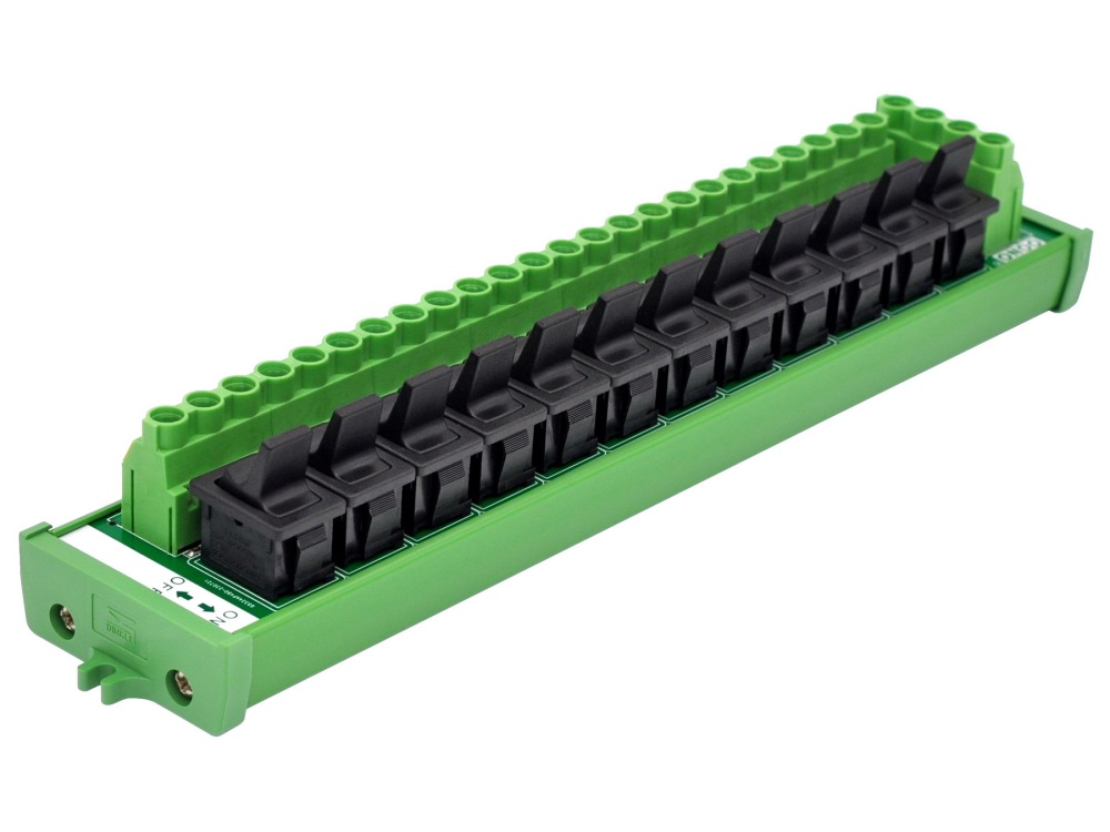 Screw Mount 12 Channel Paddle Rocker Switch DC Power Distribution Strip Module
