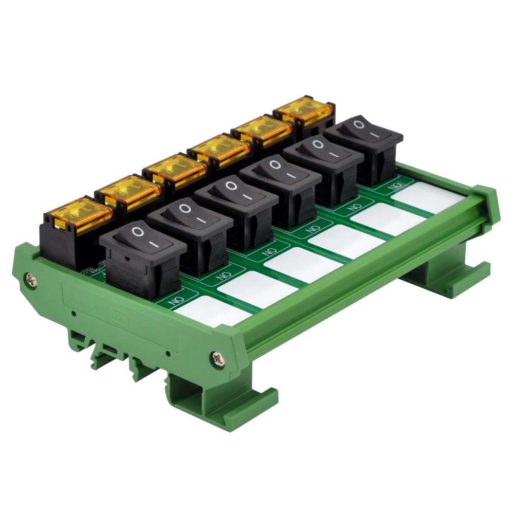 DIN Rail Mount 6 Channel Rocker Switch Module, 10Amp 250VAC / 50VDC