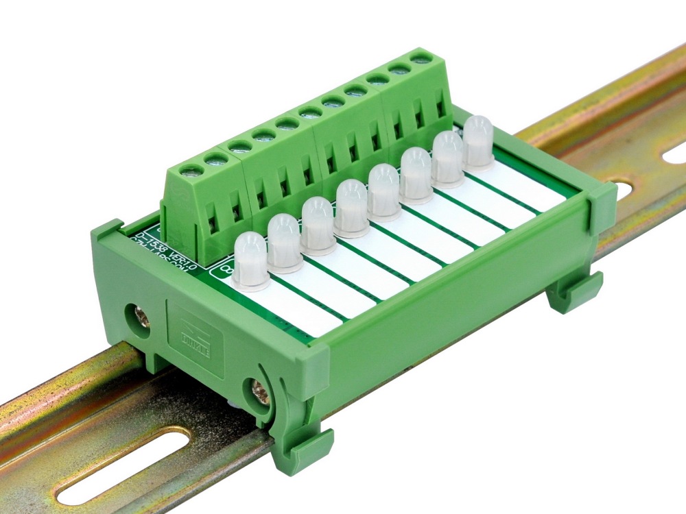 DIN Rail Mount 8 RGB LED Indicator Light Module, DC5 - 32V, Red Green Blue