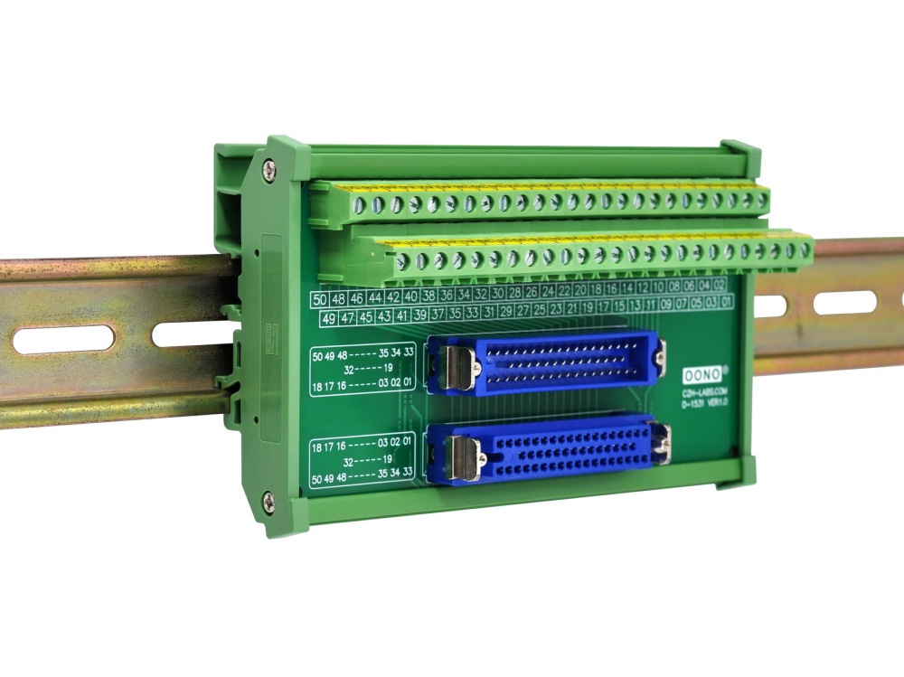 DIN Rail Mount MR50 Male-Female Breakout Board Terminal Block Interface Module, MR-50RMD2 MR-50RFD2