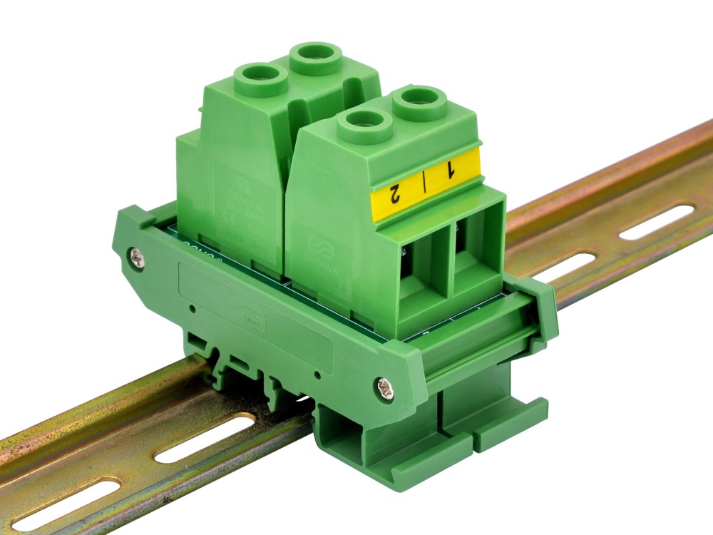 DIN Rail Mount 90Amp 600V 2 Position Screw Terminal Block Distribution Module