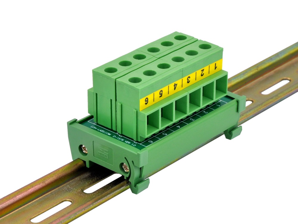 DIN Rail Mount 52Amp 300V 6 Position Screw Terminal Block Distribution Module