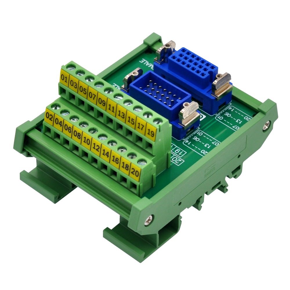 DIN Rail Mount MR20 Male-Female Breakout Board Terminal Block Interface Module, MR-20RMD2 MR-20RFD2