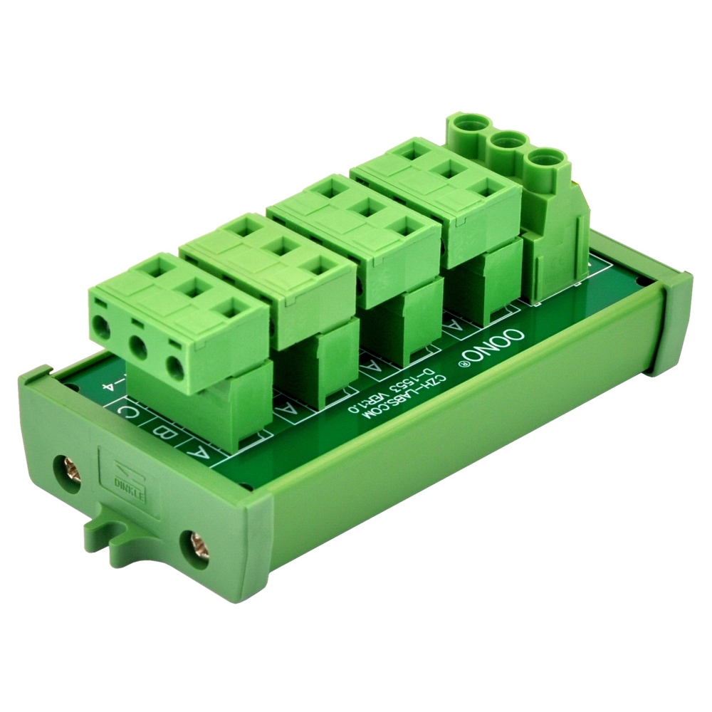 Screw Mount 30A/300V 4x3 Position Pluggable Terminal Block Distribution Module, OONO D-1553P