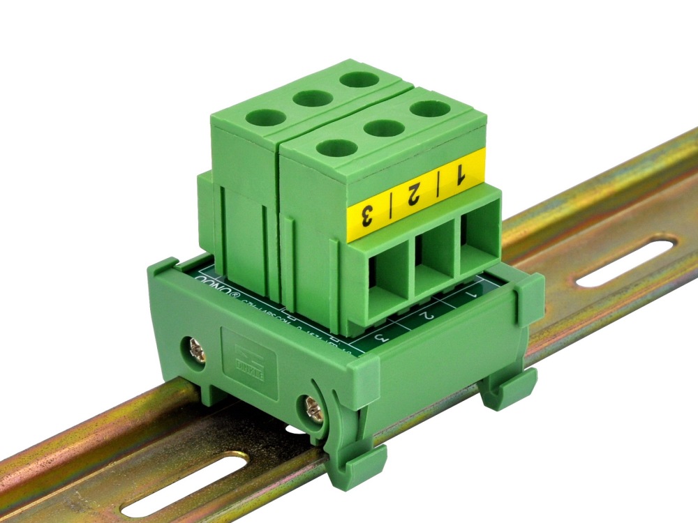DIN Rail Mount 52Amp 300V 3 Position Screw Terminal Block Distribution Module