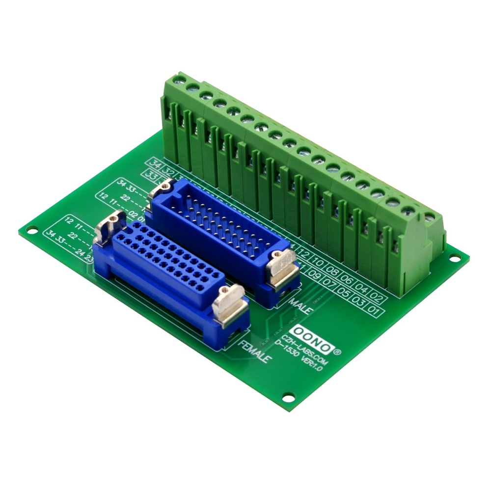 MR34 Male-Female Breakout Board Terminal Block Interface Module, MR-34RMD2 MR-34RFD2