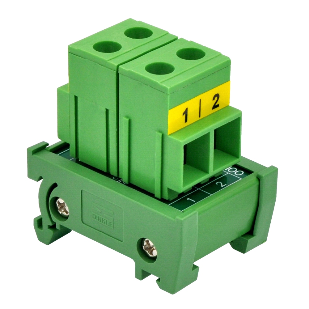 DIN Rail Mount 52Amp 300V 2 Position Screw Terminal Block Distribution Module
