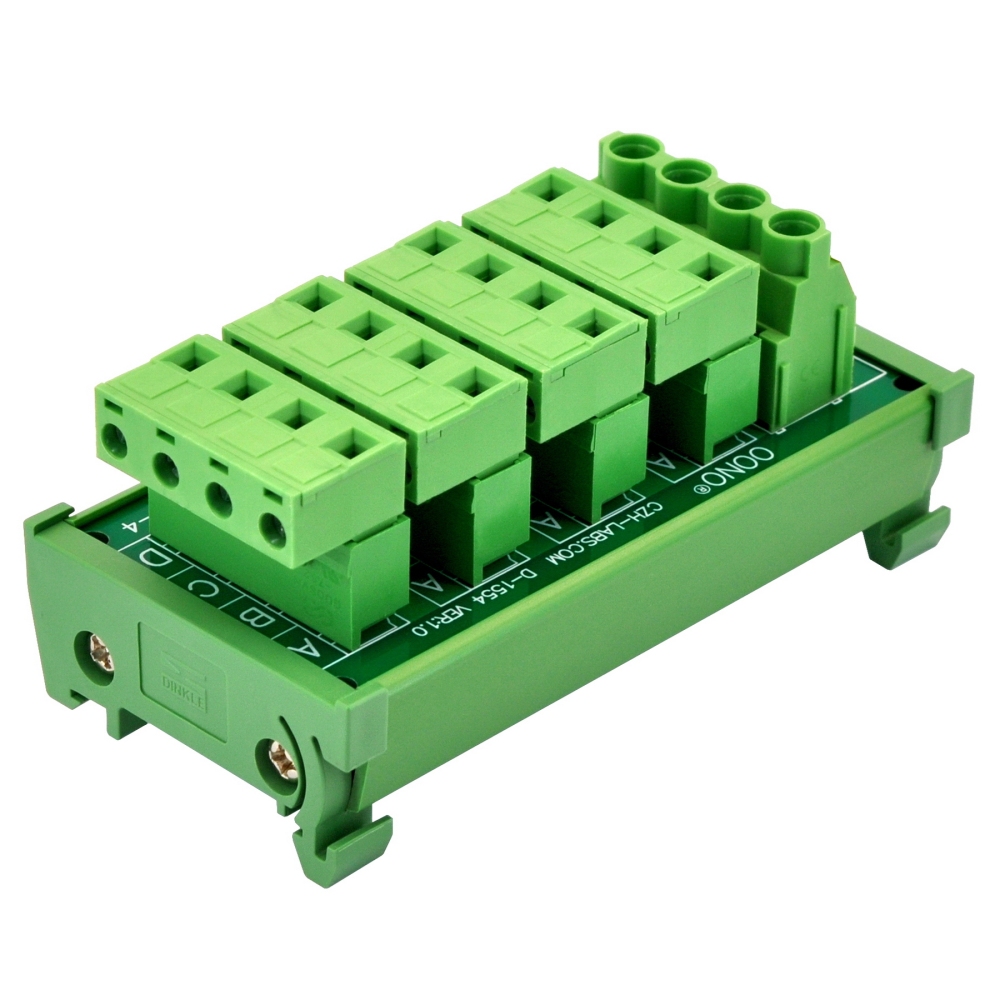 DIN Rail Mount 30A/300V 4x4 Position Pluggable Terminal Block Distribution Module, OONO D-1554T