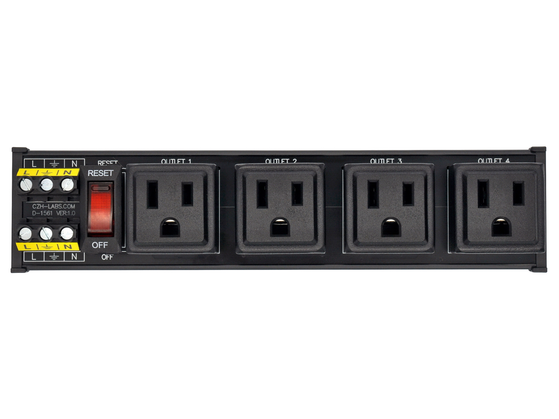 DIN Rail Mount AC 120V NEMA 5-15R 4 Receptacles Outlet Power Strip ...