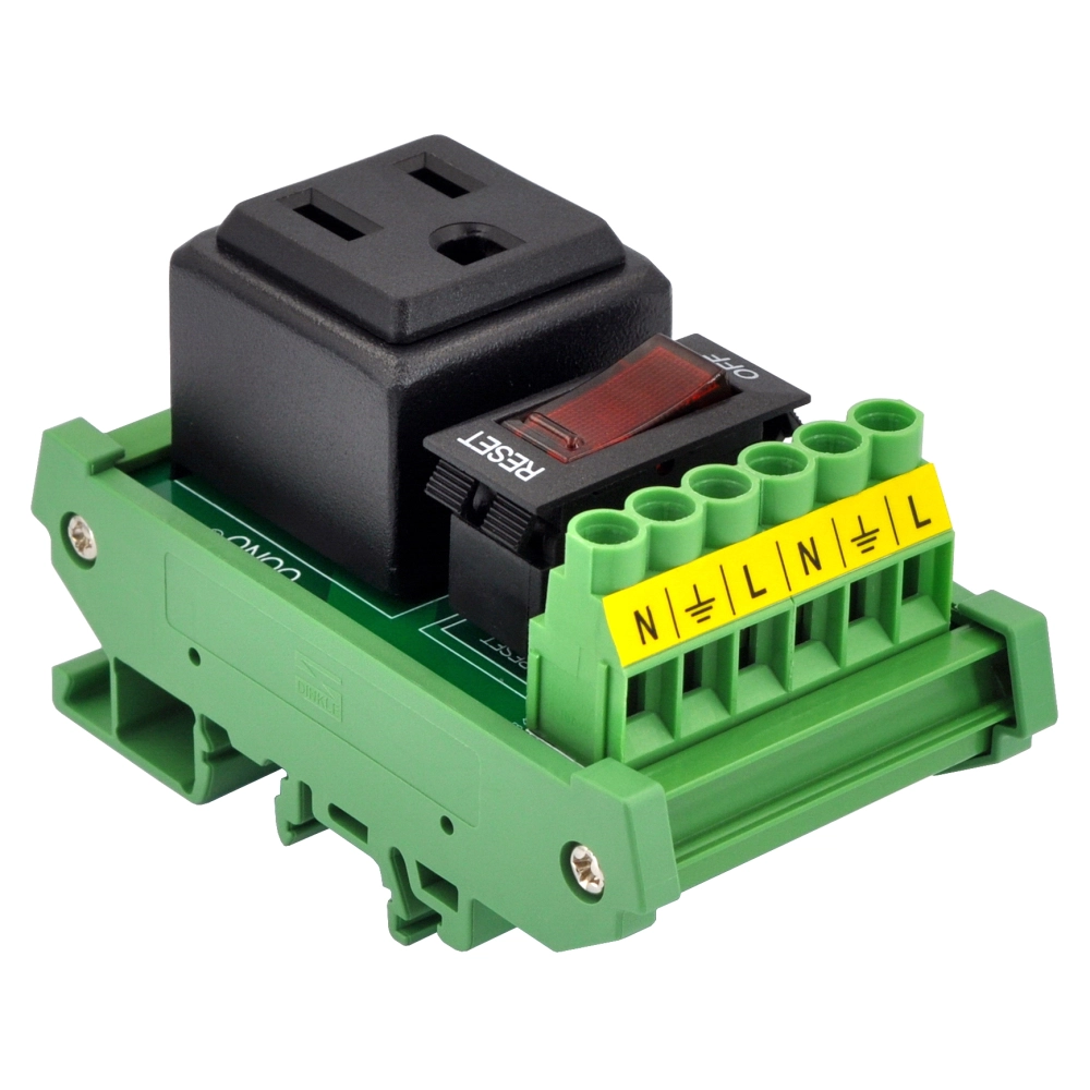 DIN Rail Mount AC 120V NEMA 5-15R Receptacle Outlet Power Module, with ...