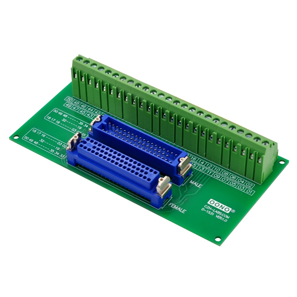MR50 Male-Female Breakout Board Terminal Block Interface Module, MR-50RMD2 MR-50RFD2