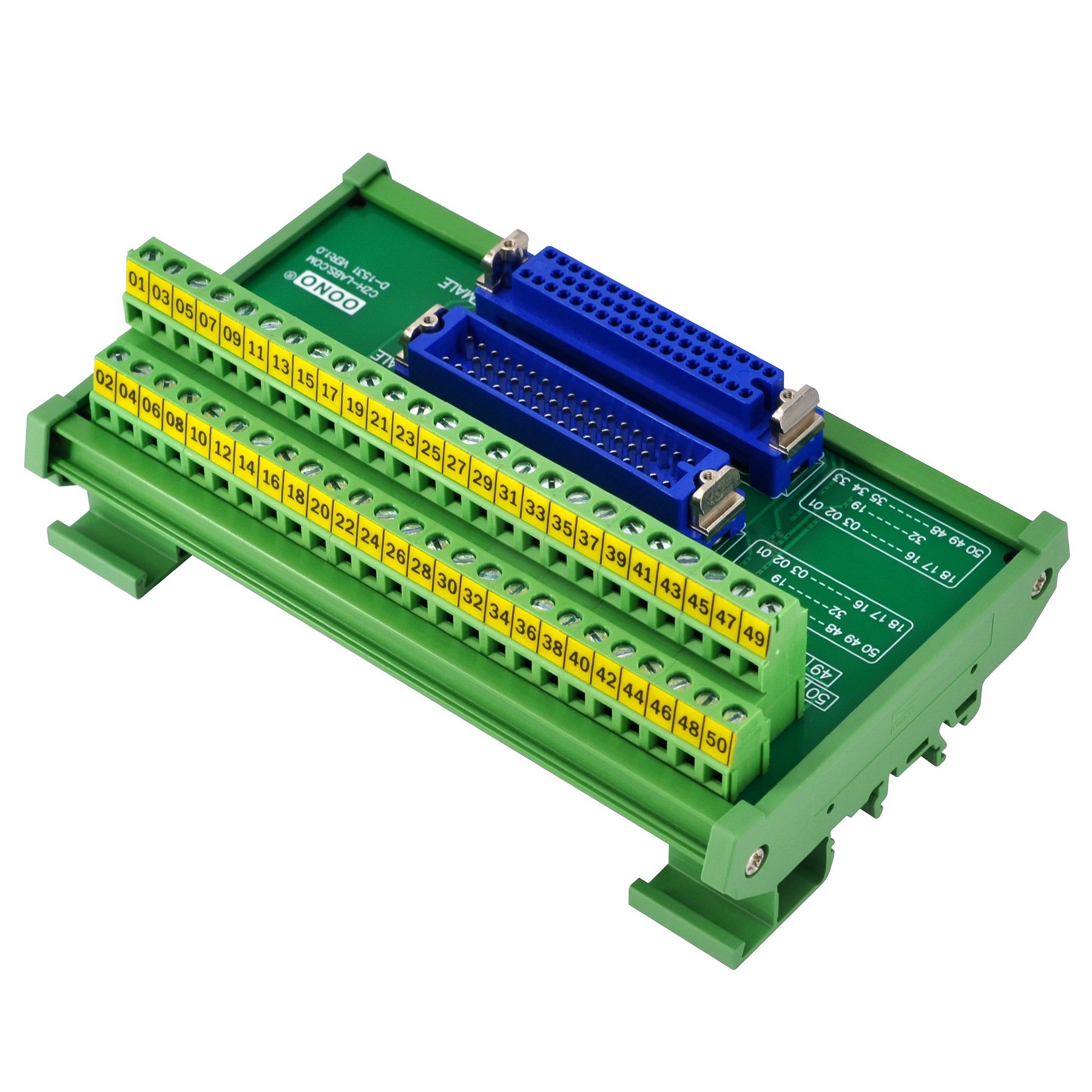 DIN Rail Mount MR50 Male-Female Breakout Board Terminal Block Interface Module, MR-50RMD2 MR-50RFD2