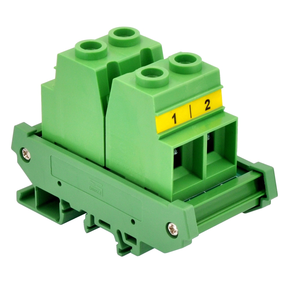 DIN Rail Mount 90Amp 600V 2 Position Screw Terminal Block Distribution Module