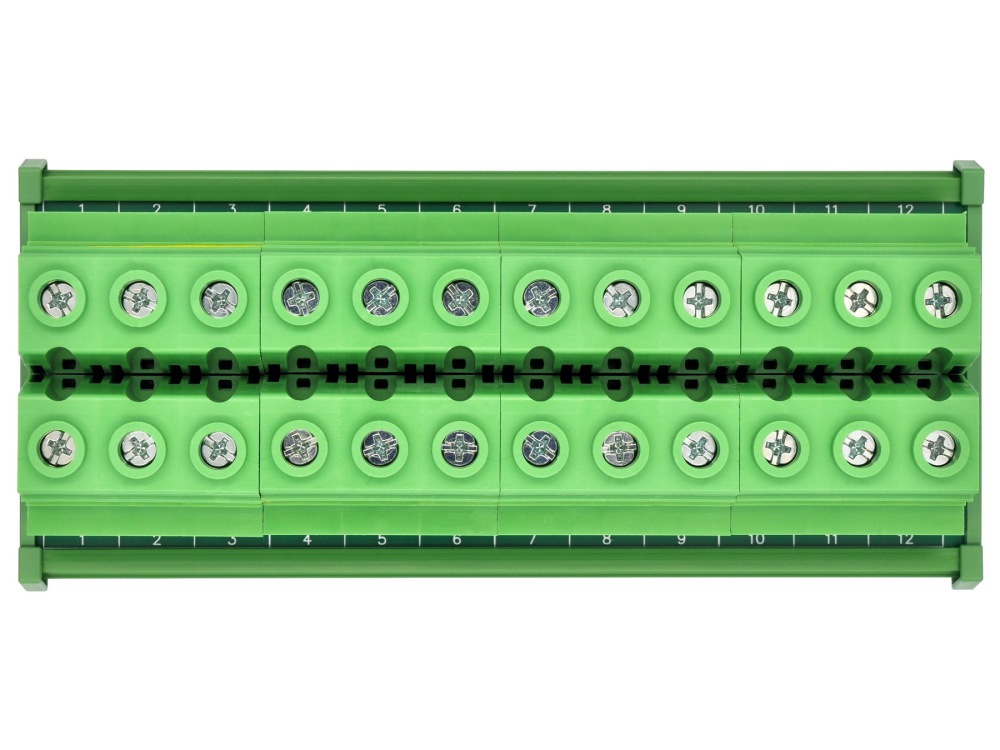 DIN Rail Mount 90Amp 600V 12 Position Screw Terminal Block Distribution Module