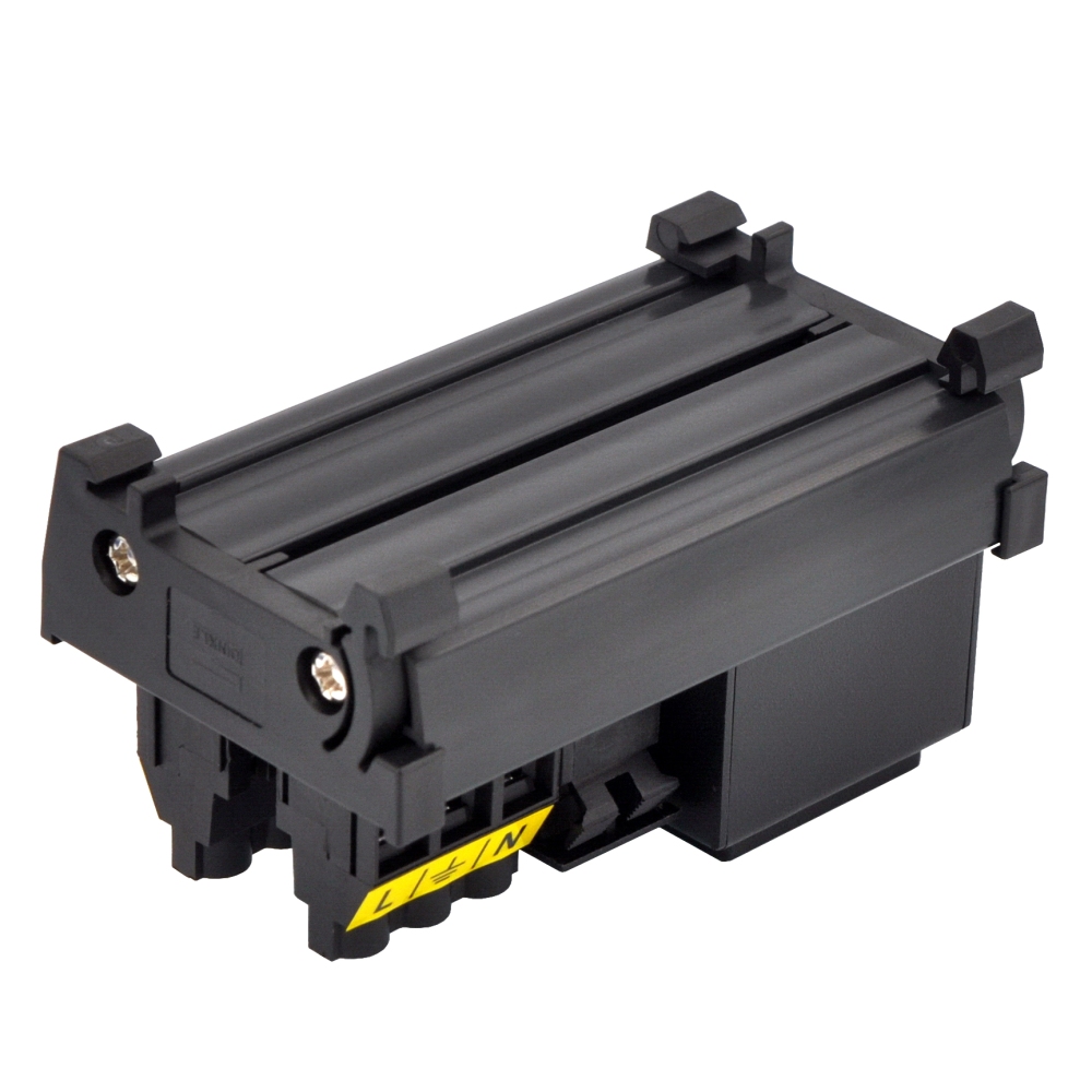 DIN Rail Mount AC 250V IEC320 C13 Single Receptacle Outlet Power Strip Module, with Rocker Switch Thermal Circuit Breaker Overload Protector