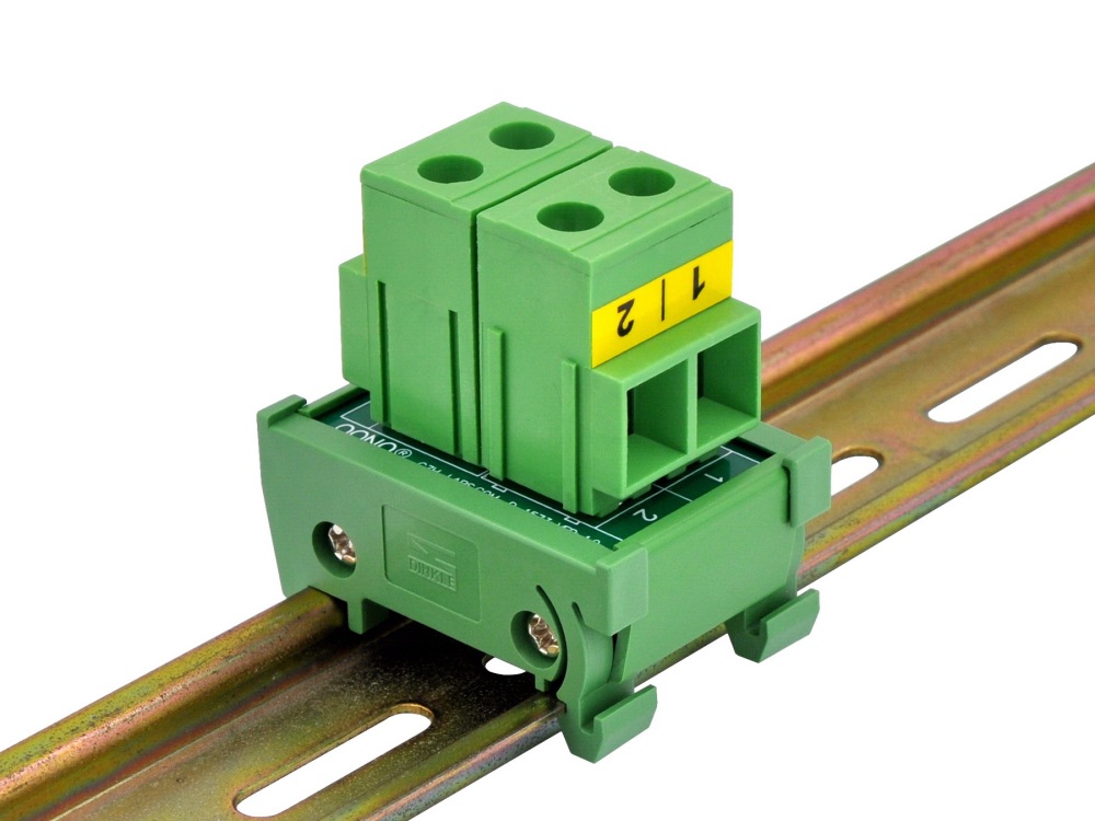 DIN Rail Mount 52Amp 300V 2 Position Screw Terminal Block Distribution Module