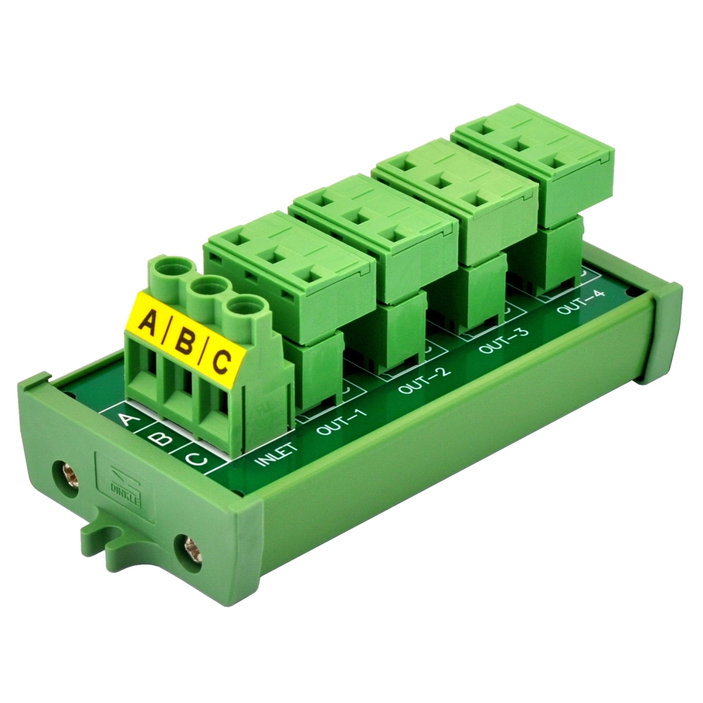 Screw Mount 30A/300V 4x3 Position Pluggable Terminal Block Distribution Module, OONO D-1553P