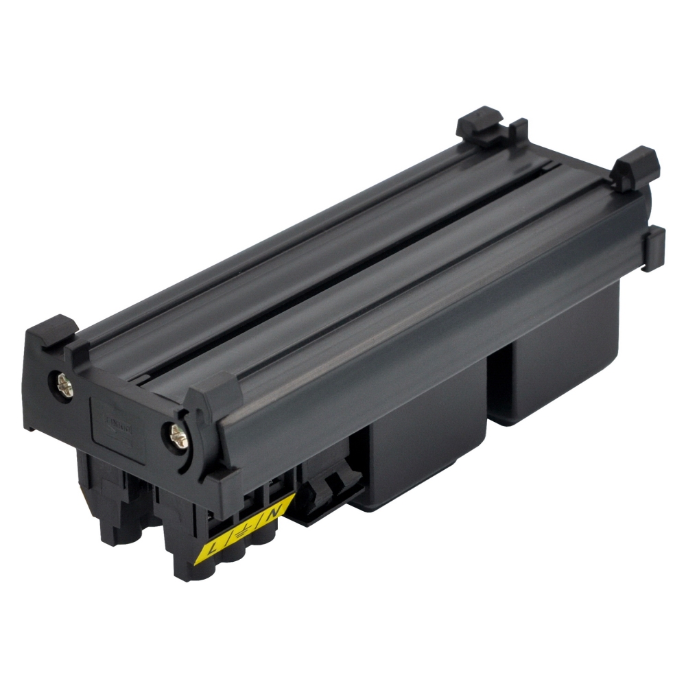 DIN Rail Mount AC 120V NEMA 5-15R Double Receptacles Outlet Power Strip Module, with Rocker Switch Thermal Circuit Breaker Overload Protector