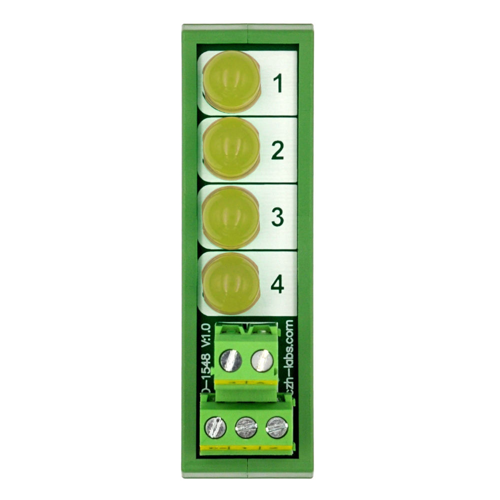 DIN Rail Mount DC 5-32V Common Negative 4 Yellow 10mm LED Indicator Light Module
