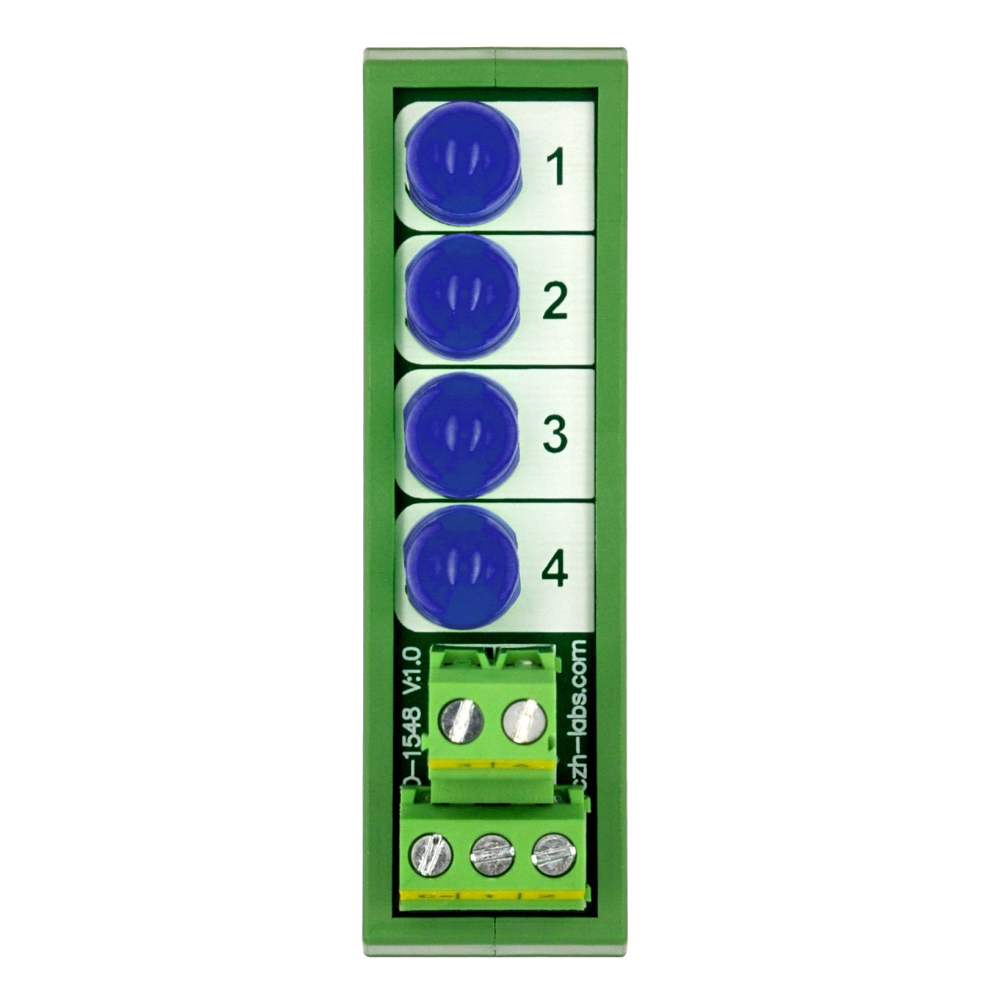 DIN Rail Mount DC 5-32V Common Negative 4 Blue 10mm LED Indicator Light Module
