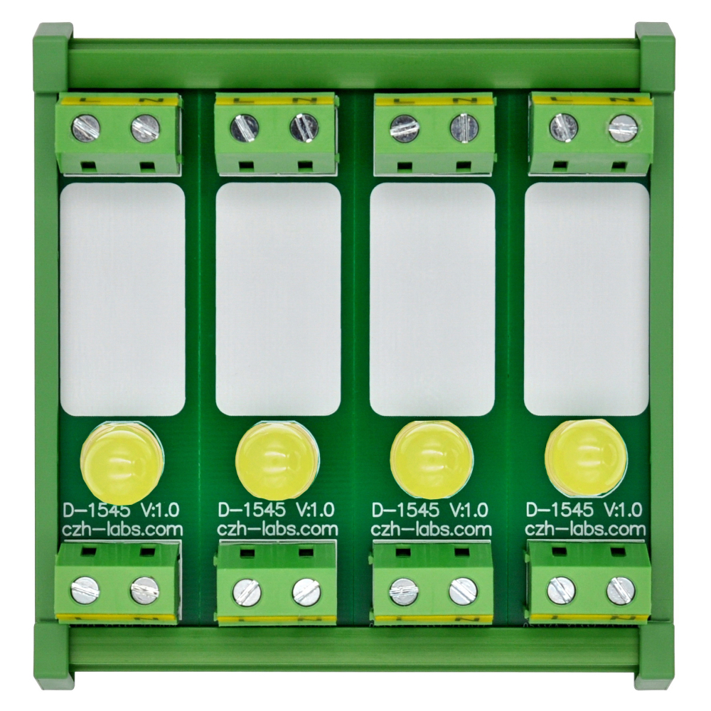 DIN Rail Mount AC 60-280V 4 Channel Yellow 10mm LED Indicator Light Module