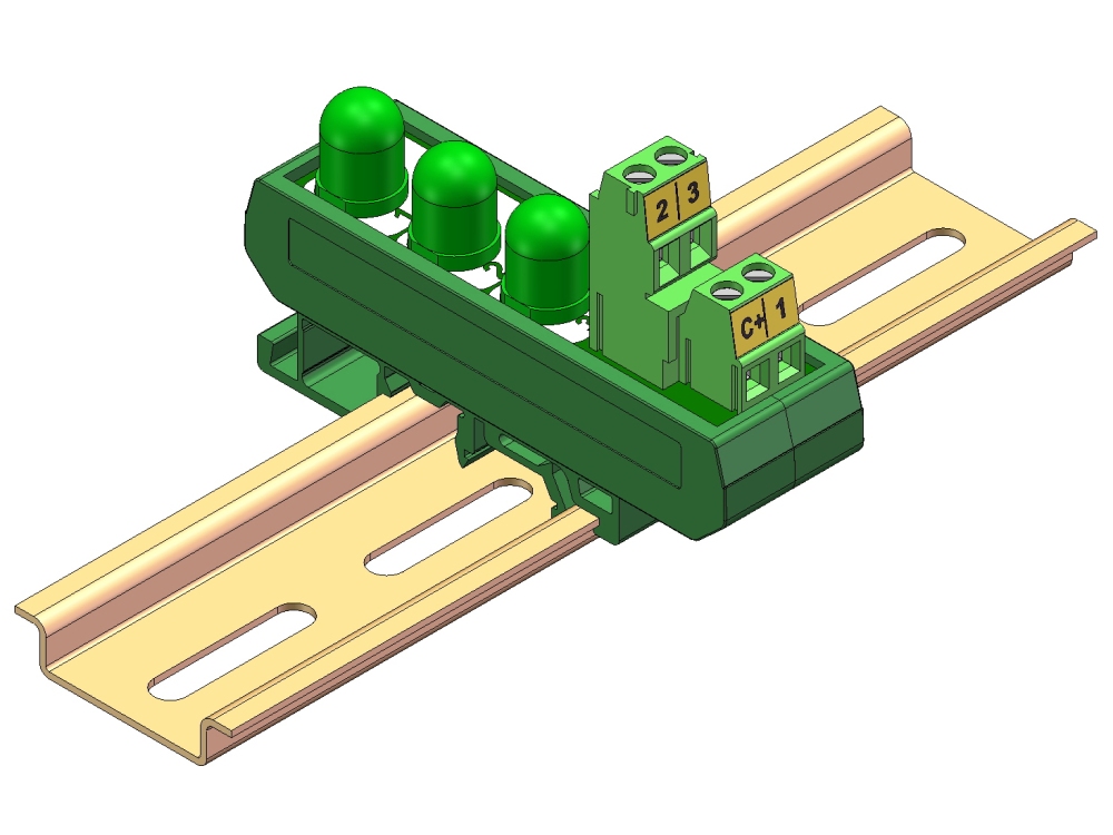 DIN Rail Mount DC 5-32V Common Positive 3 Green 10mm LED Indicator Light Module