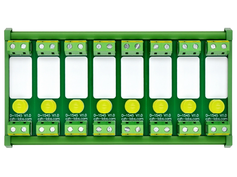 Indication Led Module DIN Rail Mount AC/DC 5-32V 8 Channel Yellow 10mm LED Indicator Light Module