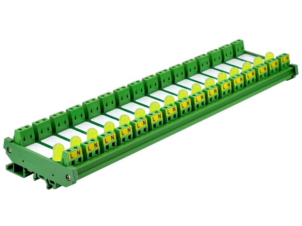 DIN Rail Mount AC 60-280V 16 Channel Yellow 10mm LED Indicator Light Module