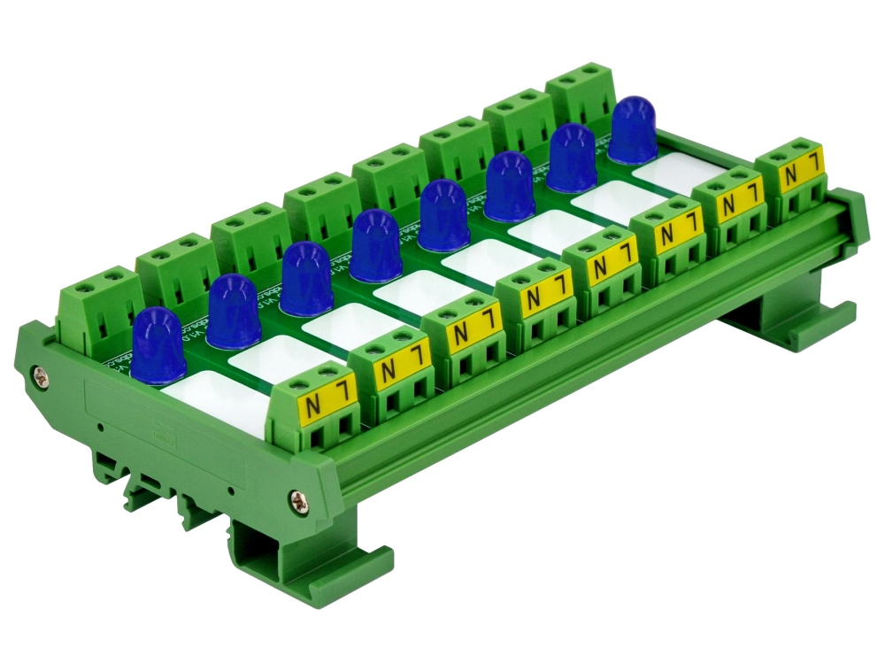 DIN Rail Mount AC 60-280V 8 Channel Blue 10mm LED Indicator Light Module