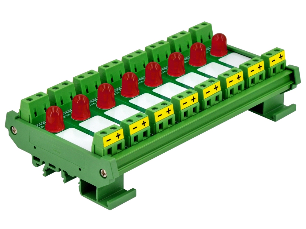 DIN Rail Mount DC 5-32V 8 Channel Red 10mm LED Indicator Light Module