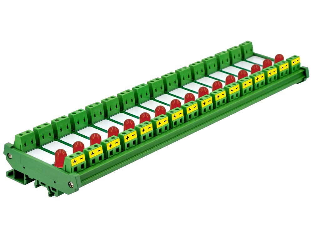 DIN Rail Mount DC 5-32V 16 Channel Red 10mm LED Indicator Light Module