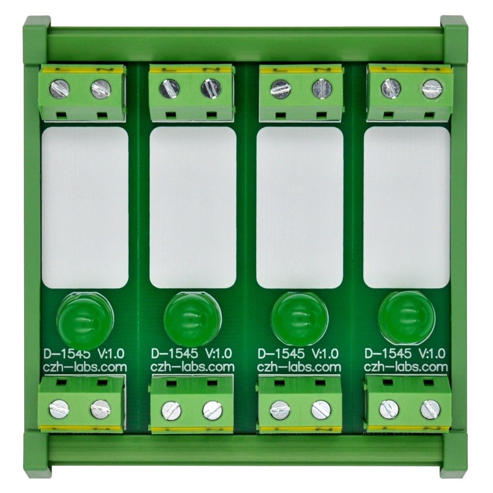 DIN Rail Mount AC 60-280V 4 Channel Green 10mm LED Indicator Light Module