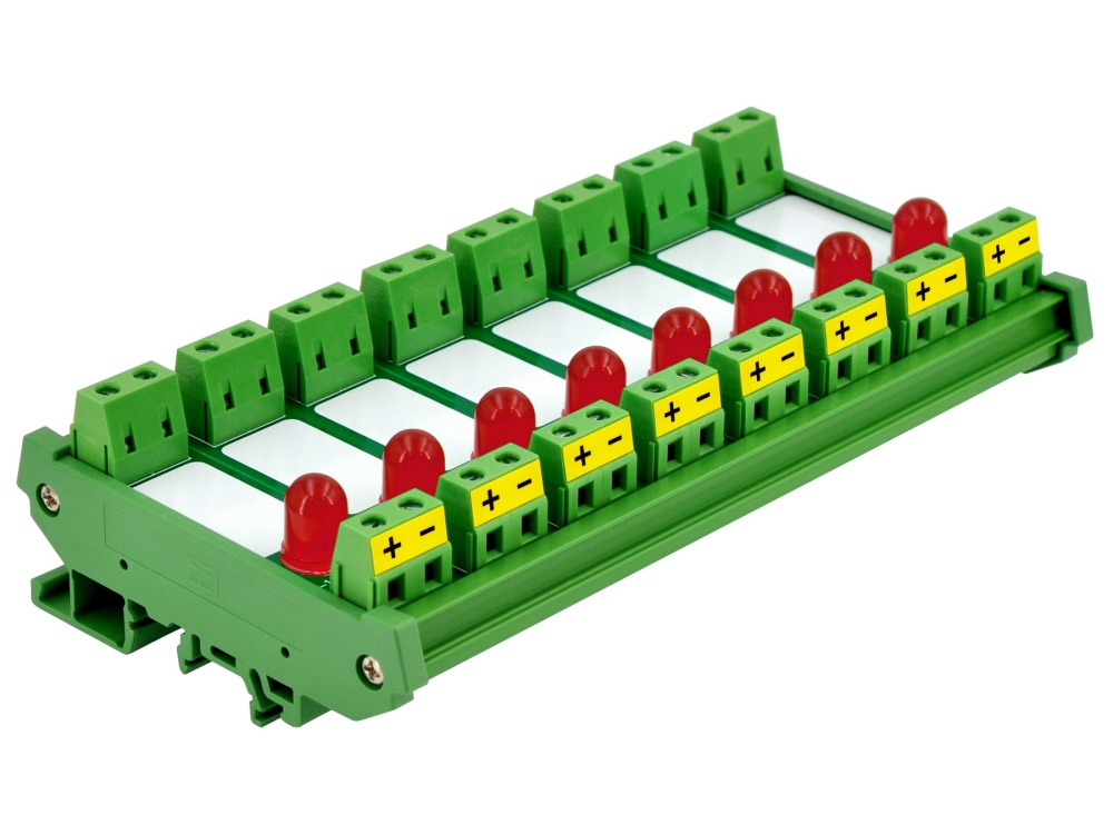 DIN Rail Mount DC 5-32V 8 Channel Red 10mm LED Indicator Light Module