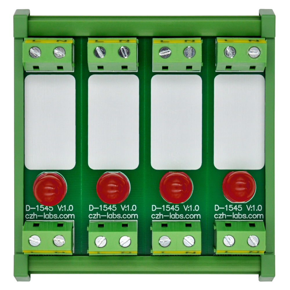 DIN Rail Mount AC 60-280V 4 Channel Red 10mm LED Indicator Light Module