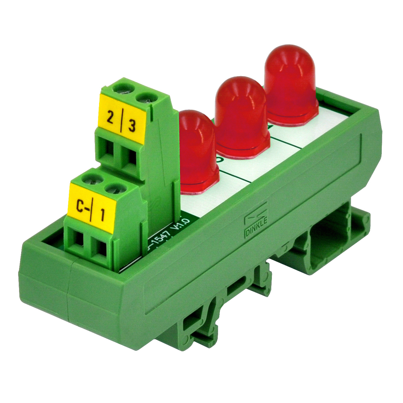 DIN Rail Mount DC 5-32V Common Negative 3 Red 10mm LED Indicator Light Module