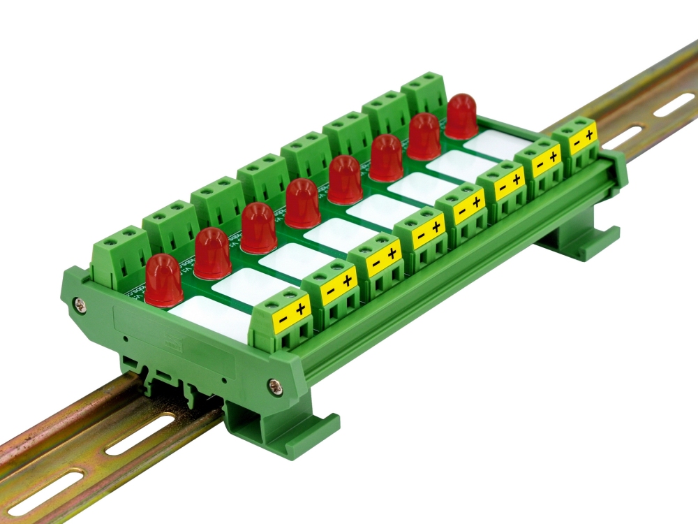 DIN Rail Mount DC 5-32V 8 Channel Red 10mm LED Indicator Light Module