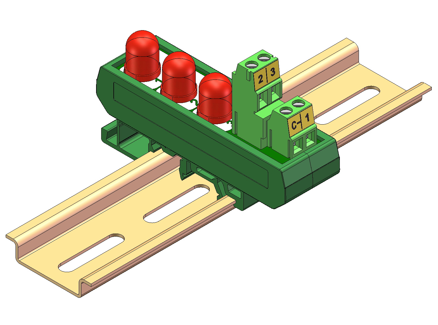 DIN Rail Mount DC 5-32V Common Negative 3 Red 10mm LED Indicator Light Module