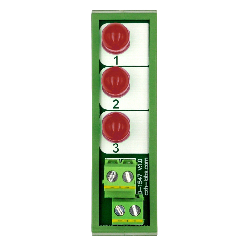 DIN Rail Mount DC 5-32V Common Positive 3 Red 10mm LED Indicator Light Module