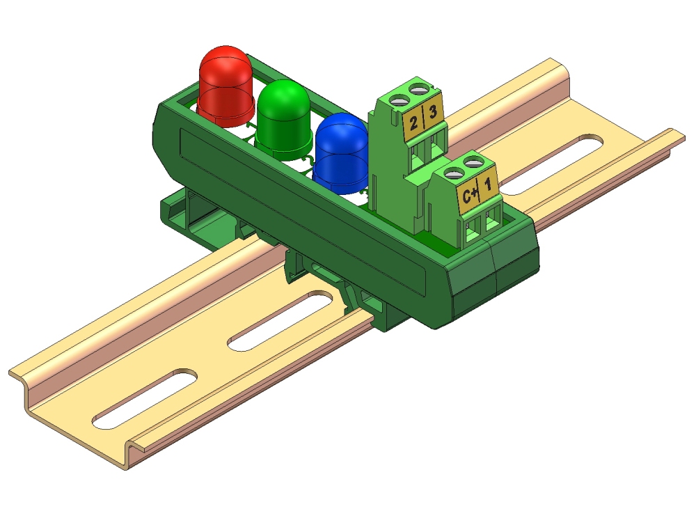 DIN Rail Mount DC 5-32V Common Positive Red-Green-Blue 10mm LED Indicator Light Module