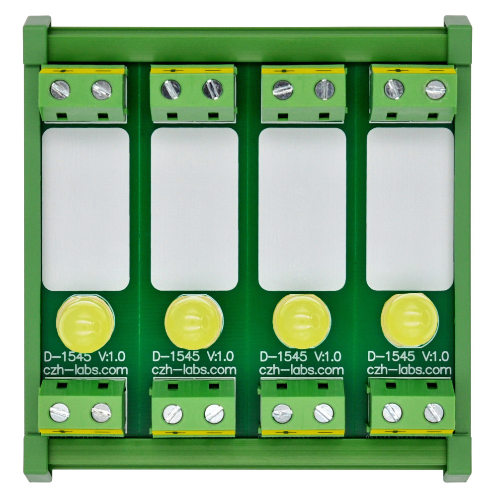 DIN Rail Mount DC 5-32V 4 Channel Yellow 10mm LED Indicator Light Module