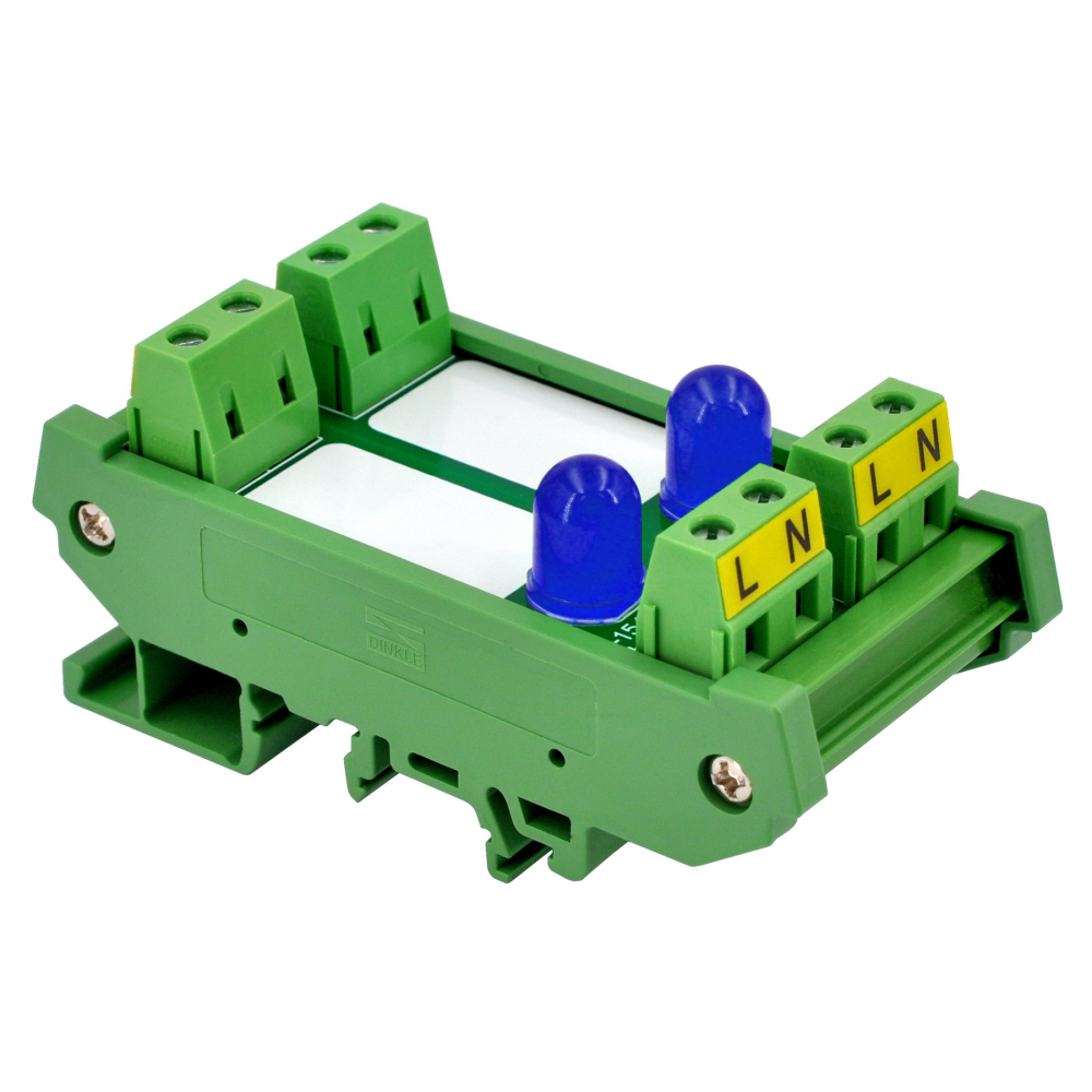 DIN Rail Mount AC 60-280V 2 Channel Blue 10mm LED Indicator Light Module