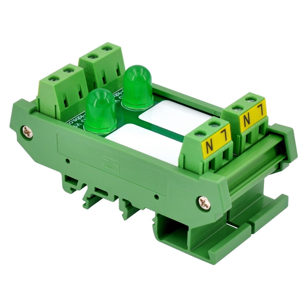 DIN Rail Mount AC 60-280V 2 Channel Green 10mm LED Indicator Light Module