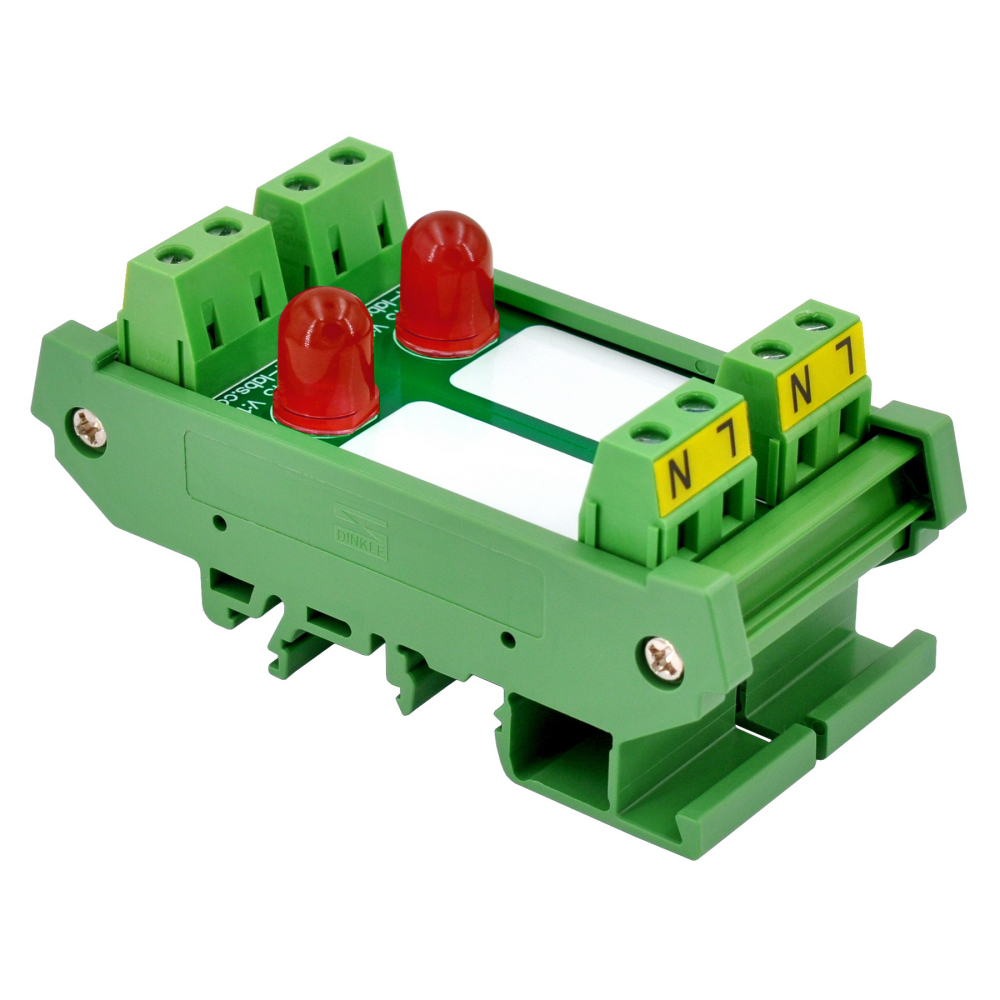 DIN Rail Mount AC 60-280V 2 Channel Red 10mm LED Indicator Light Module