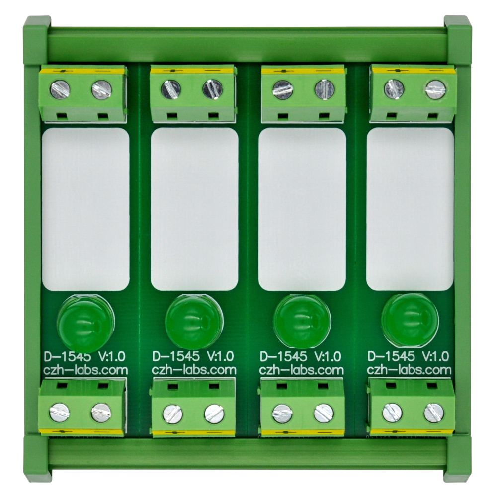 DIN Rail Mount DC 5-32V 4 Channel Green 10mm LED Indicator Light Module