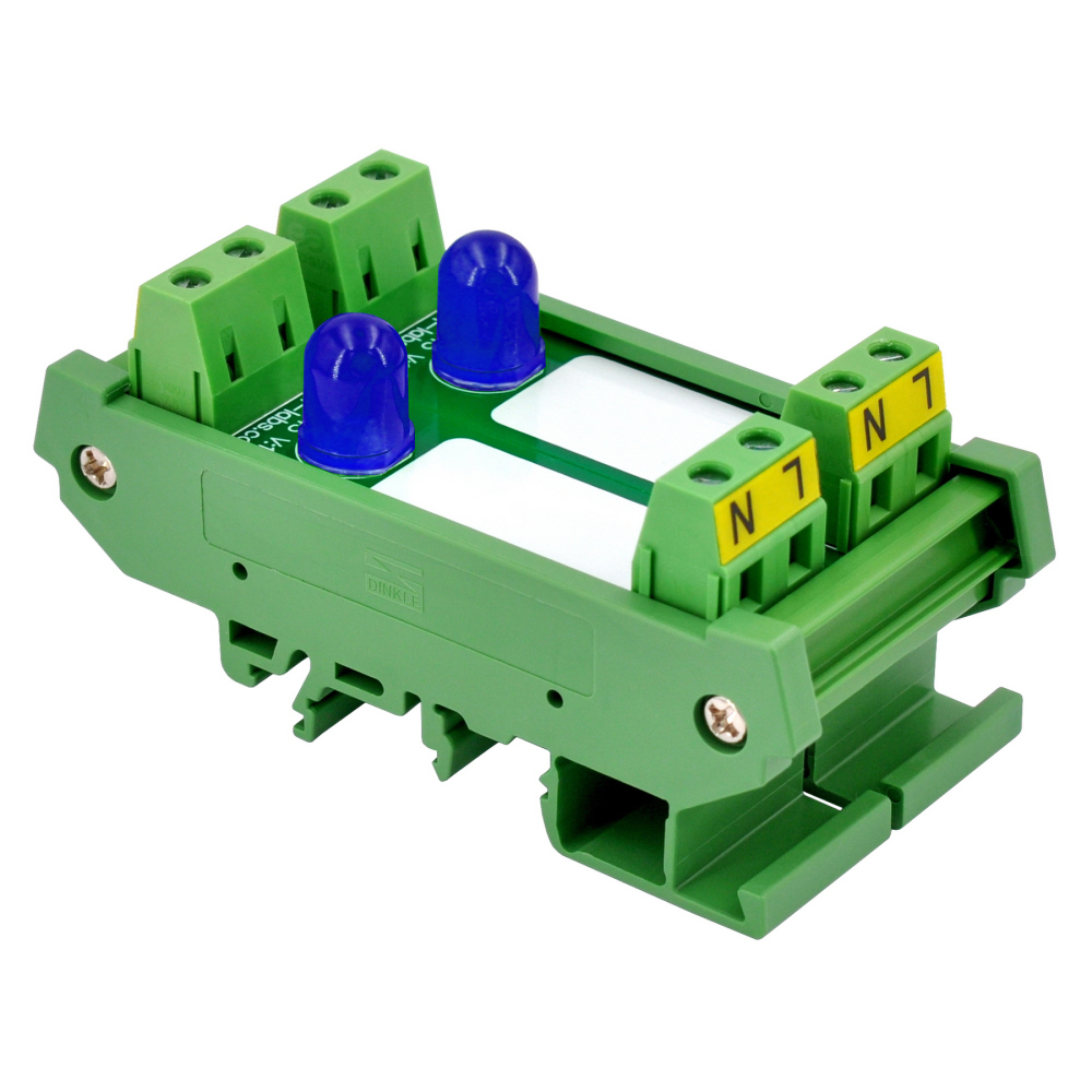 DIN Rail Mount AC 60-280V 2 Channel Blue 10mm LED Indicator Light Module