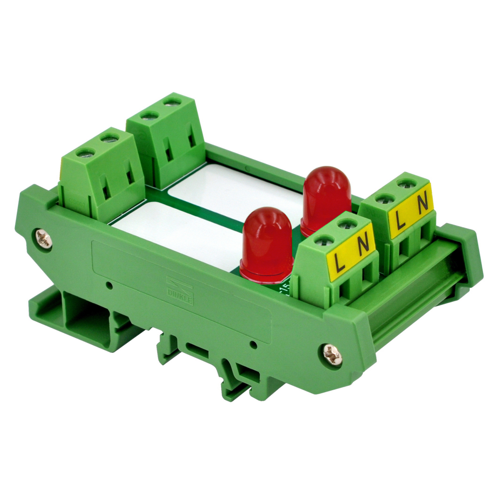 DIN Rail Mount AC 60-280V 2 Channel Red 10mm LED Indicator Light Module