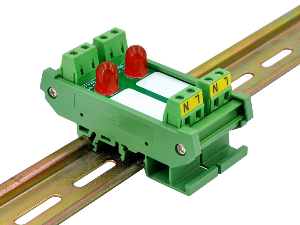 DIN Rail Mount AC 60-280V 2 Channel Red 10mm LED Indicator Light Module