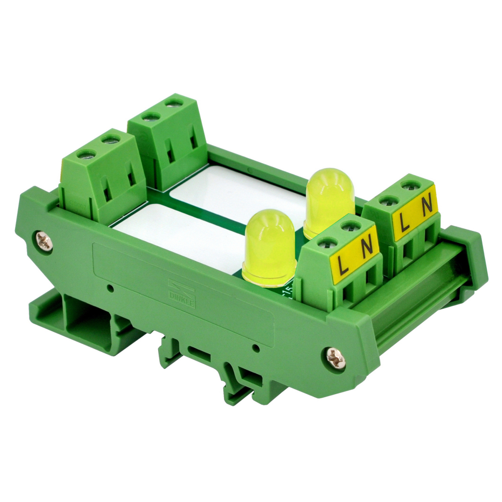 DIN Rail Mount AC 60-280V 2 Channel Yellow 10mm LED Indicator Light Module