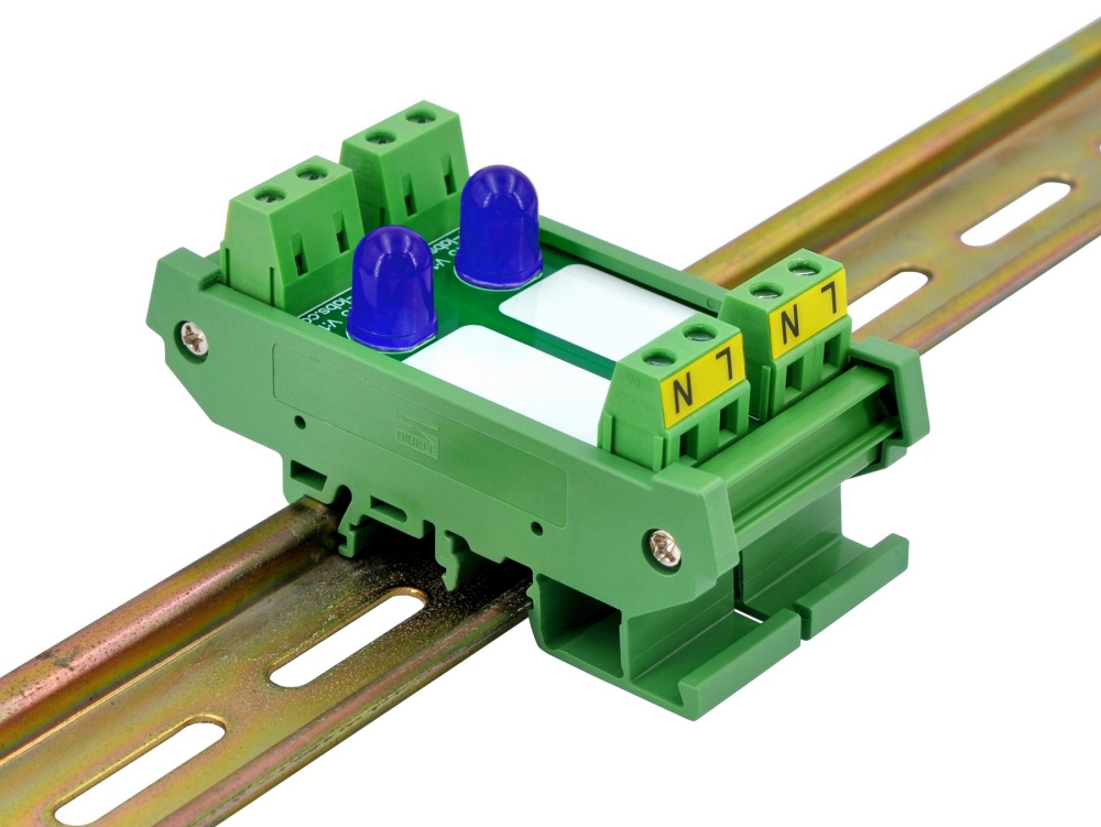 DIN Rail Mount AC 60-280V 2 Channel Blue 10mm LED Indicator Light Module